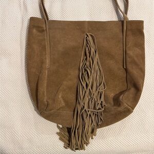 Zara suede fringe tote bag